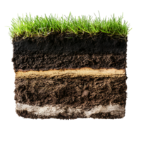 Soil layers and grass on over transparent background png
