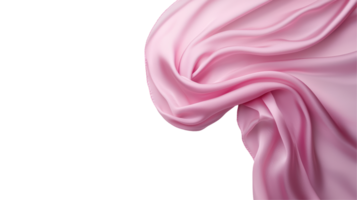 Soft pink chiffon fabric with elegant folds, creating delicate and graceful appearance. The smooth and flowing texture enhances its lightweight and airy feel. Isolated on transparent background, . png