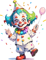 Fun Clown with Flying Confetti in Transparent Background png