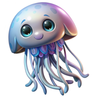 Softly Glowing Jellyfish With Delicate Tentacles in Transparent Background png