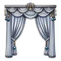 Shiny Silver Stage Curtains with Luxurious Patterns in Transparent Background png