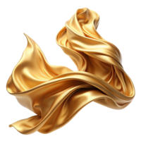 Flowing Gold Satin Fabric with Gentle Folds in Transparent Background png