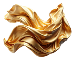 Smooth Flowing Gold Satin Fabric in Transparent Background png