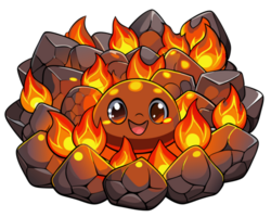 Glowing Ember Coals with Fiery Texture in Transparent Background png