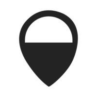 Black map marker icon in a graphic style It features a teardrop shape with a rounded top and pointed bottom png
