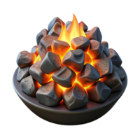 Scorching Coals with Fiery Texture in Transparent Background png