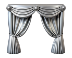 Sophisticated Silver Curtains with Elegant Textures in Transparent Background png