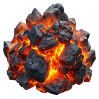 Smoldering Charcoal Fire with Intense Glow in Transparent Background png