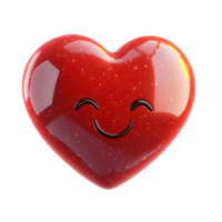 cute red heart with a smiling face isolated on transparent background png