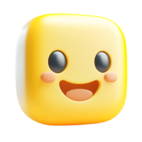 Square emoji with smiling face on it isolated on transparent background png