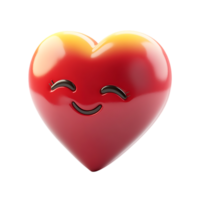 A red heart with a smiling face isolated on transparent background png