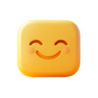 yellow square emoji with a smiling face on it isolated on transparent background png