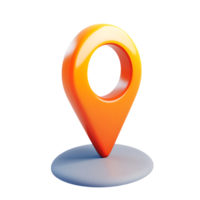 A red and orange pin pointing to a location isolated on transparent background png