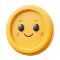 gold coin with a smiling face isolated on transparent background png