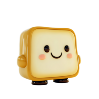 A cartoon character with a smiling face and a toaster isolated on transparent background png