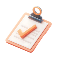 A clipboard with a check mark on it isolated on transparent background png