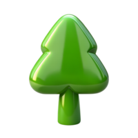 Glossy Green 3D Christmas Tree Ornament with Simplified Geometric Design on Transparent Background png