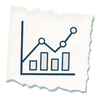 Data and Analytics Graph Icon on Torn Paper Isolated on Transparent Background png