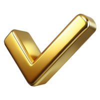 Glossy 3D Golden Checkmark Approval and Achievement Symbol png