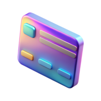 Holographic Credit Card with Futuristic Design 3D Render Isolated on Transparent Background png