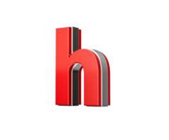 Vibrant Red Small Letter h Gleams With Its Sleek Metallic Design With Sharp Edges 3D Illustration png