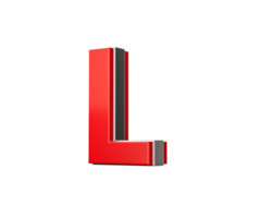 Vibrant Red Capital Letter L Gleams With Its Sleek Design Bold Font With Sharp Edges 3D Illustration png