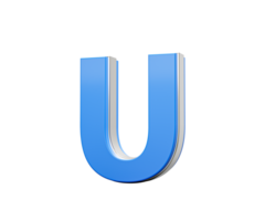 Blue Capital Letter U Gleams With Its Sleek Modern Design Bold Font With Sharp Edges 3D Illustration png