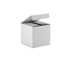 A open-top cardboard box with a partially lifted lid for packaging and product mockups. 3d Illustration png