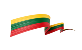 3d Flag Of Lithuania 3d Wavy Shiny Lithuania Ribbon Flag On 3d Illustration png