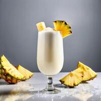 Pina Colada cocktail close up, fresh summer drink concept. Colorful food and drink image. Design element photo