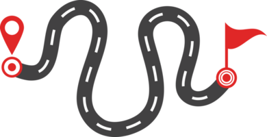 Concept of plan with an easy route A, difficult option B and real life way. Expectation and reality. png