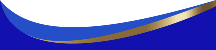 Header shape design. Website border section Abstract curved bottom with golden element. Separator blue wavy frames for webpage. Simple headlines for site and app interface png