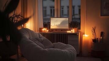 Cozy Workplace at Home A Warm and Inviting Office Setup photo