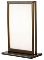 Illuminated menu display on a wooden base on a transparent background png