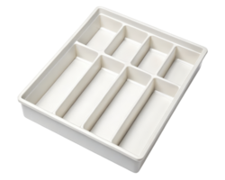 Organizing tray with multiple compartments for storage on a transparent background png