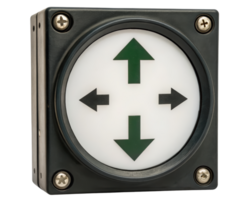 Directional control panel with clear navigation arrows on a transparent background png