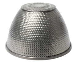 Upside-down metal bowl with intricate textured patterns on a transparent background png