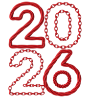 2026 red numbers with chains on them, on a transparent background png