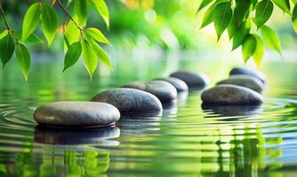 The silk surface of the current. stones washed by silence and sunlight photo