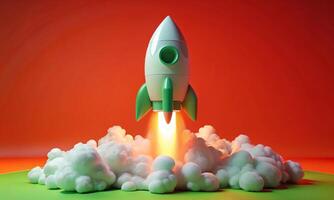 Rocket launch, overcoming the earth's gravity and the beginning of space travel photo