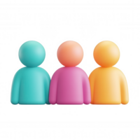 Multicolored 3d user together clustering icons logo, symbolizing collaborative teamwork, professional diversity, global connection png
