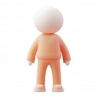 3d User avatar faceless standing orange with vibrant blue gradient, icon design element featuring transparent background for creative projects png