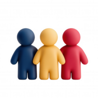 user 3d clustering icons Vibrant together, representing collaborative team spirit against transparent background png