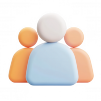 Vibrant 3d user icons representing together, clustering collaborative team spirit against transparent background png