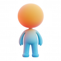 3d User avatar faceless standing with vibrant orange blue gradient, icon background element featuring transparent creative for design projects png