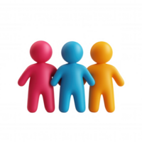 Multicolored 3d user icons clustering together logo, teamwork, collaborative global professional diversity, symbolizing connection png