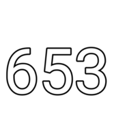 Black and white color numbers 653 png
