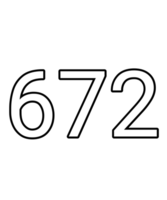 Black and white color numbers 672 png