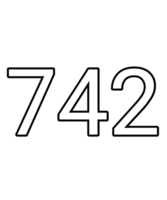 Black and white color numbers 742 png