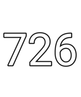 Black and white color numbers 726 png